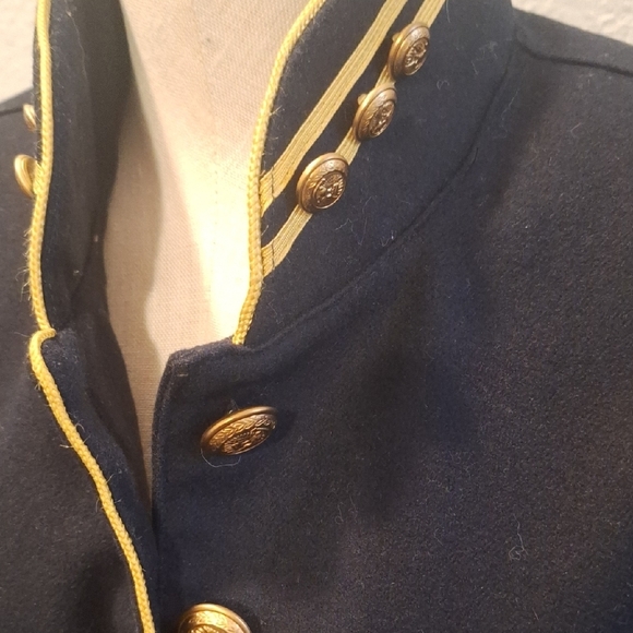 Navy Blue Military-Style Jacket with Gold Accents - Picture 3 of 7